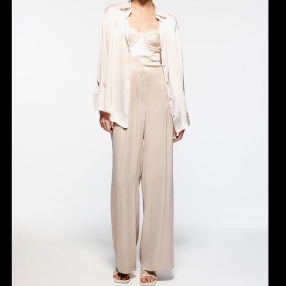 Zara Pants - Zara Silk Effect Wide Leg Pants